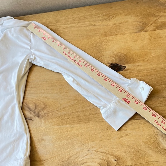 SOLD ANNE FONTAINE SURPRISE TOP 40 6-8 WHITE WRAP 3/4 SLEEVE STRETCH PIMA COTTON - Picture 11 of 12